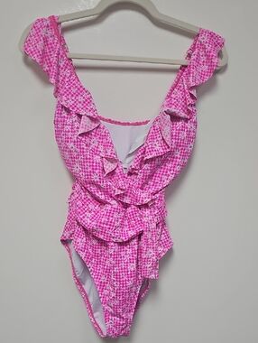 Lilly Pulitzer Pink Floral Ruffle One-Piece Swimsuit